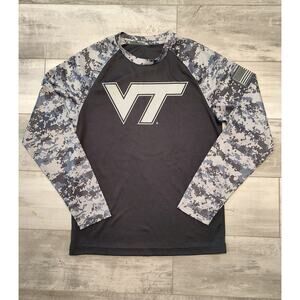 Virginia Tech Shirt Mens Medium Gray OHT Long Sleeve Salute To Service Hokies